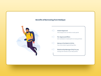 Benefits Section - UI Design benefits branding finance fintech illustration jetpack landing design landing page landing page ui loan procreator rocket section sketch typography ui ui ux ux ux ui vector