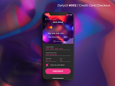 Credit Card Checkout / DailyUI 002 credit card checkout dailyui dailyui002 mobile ui