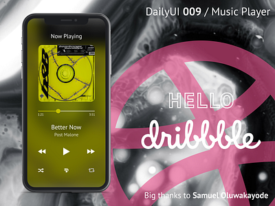 Music Player / DailyUI 009 / Hello Dribbble! dailyui dailyui009 hello dribbble mobile music player ui