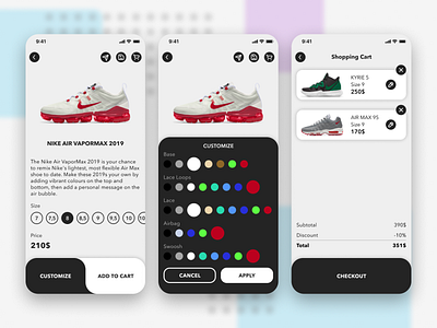 Customize Sneakers app customize product design ios app mobile nike sneakers ui