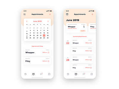 Appointments Screen for Veterinary Clinic App animals animation app appointments branding calendar design doctor flat icon illustration logo minimal pet typography ui ux vector web website