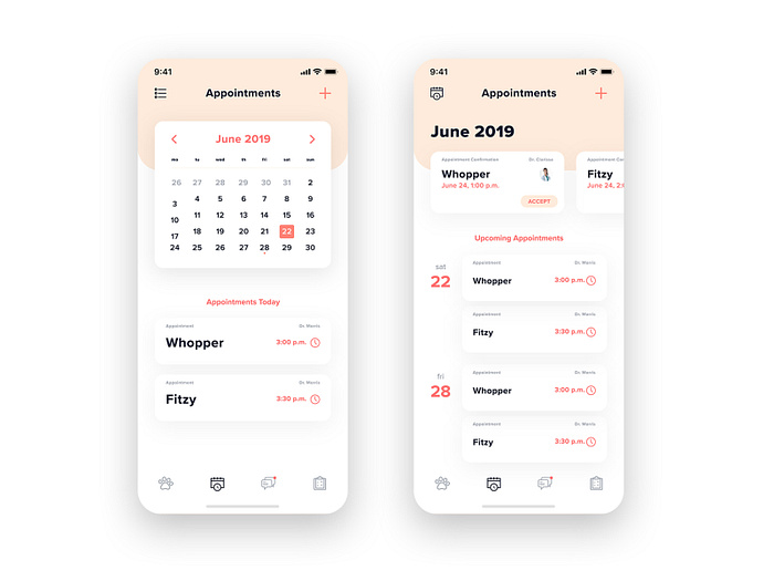 Appointments Screen for Veterinary Clinic App by Andrés Esquivel on ...