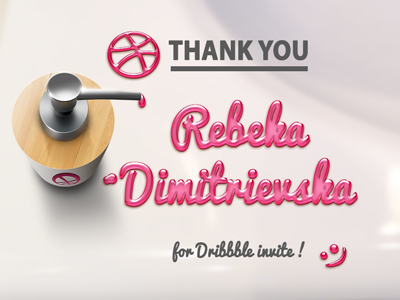 Thanks Rebeka Dimitrievska for invitation ! dribbble effect first invite liquid soap pink realistic shot thank you