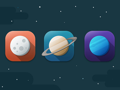 Flat Icons Planets dark detail flat icon mercury planets ring saturn space uranus