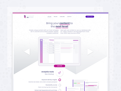 App landing page - Article rewriter adobe fireworks adobe xd article rewriter neehad webdesign