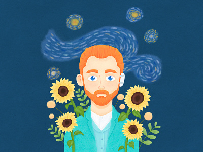 Vincent 3.0 character character art illustration portrait procreate starry night sunflowers vincent van gogh