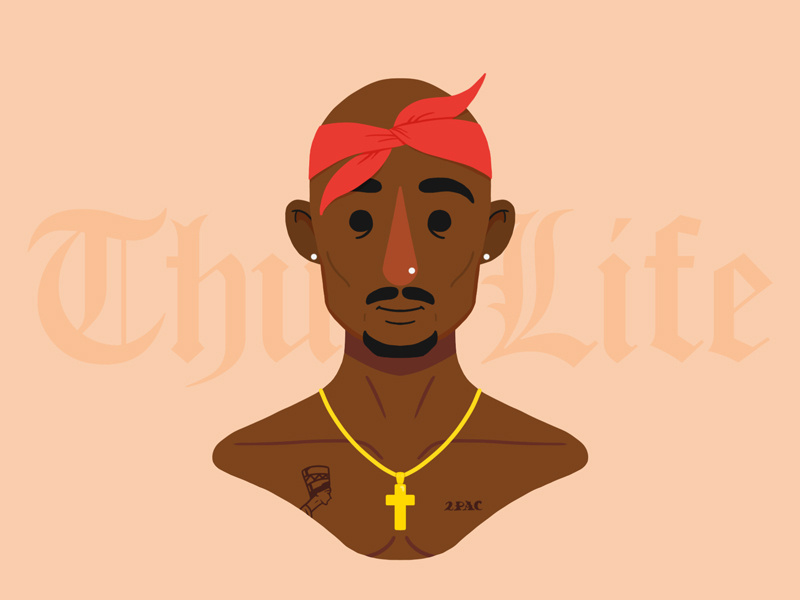 Tupac 2.0 makaveli 2pac rapper tupac portrait character photoshop design illustration