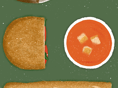 Soup & Sandwich bread brown food green illustration procreate red sandwich soup texture