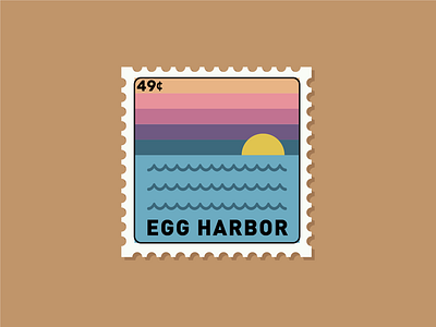 Egg Harbor postage stamp sunset vector wisconsin