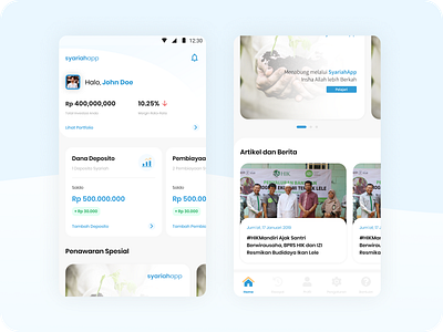 SyariahApp Mobile Version app design economy finance finance app financial invest loan sharia ui ux