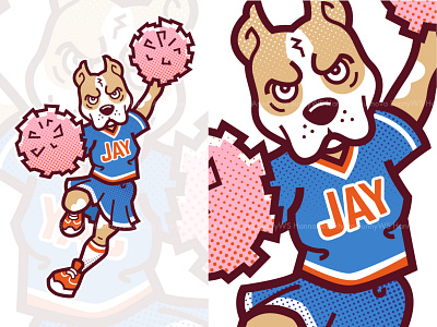 Pitbull cheerleader T-shirt design illustration