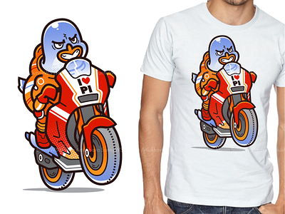 Penguing on a MotoGP bike T-shirt design