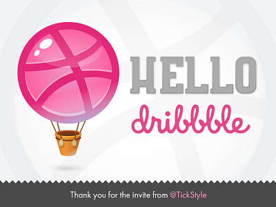 Hello Dribbble 1shot aerostat balloon debut first hello dribbble illustration invite shot thanks vector