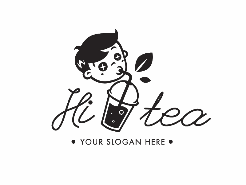 Hi Tea logo design boy branding drink logo tea vector