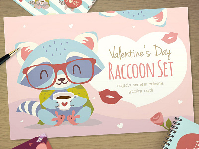 St. Valentine's Day Raccoon Set