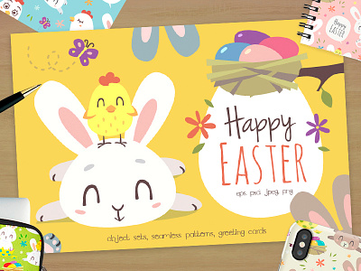 Easter Bunny Cartoon Set