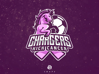 Chargers Kick Cancer identity logo logotype mascot sport