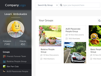 Interaction Application Design chat group profile social web design