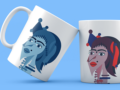 Personality art blue crazy illustration mug