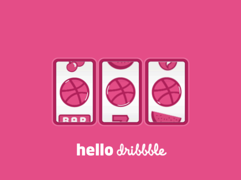 Hello Dribbble! casino catena creatives dribble hello illustration malta pink slots vector