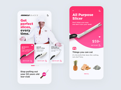 Miracle Blade 3 Ecommerce app art branding chef tony concept design ecommerce flat interface minimal miracle blade mobile sketch typography ui uidesign uiux ux web website