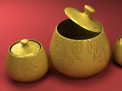 01 Teapot 3D Design 3d design floor golden mandala reflection solid teapot vray