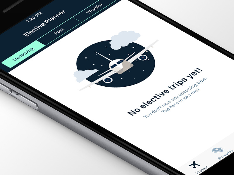 Trip Planner Empty State app ios flight plane add state empty upcoming elective trip planner
