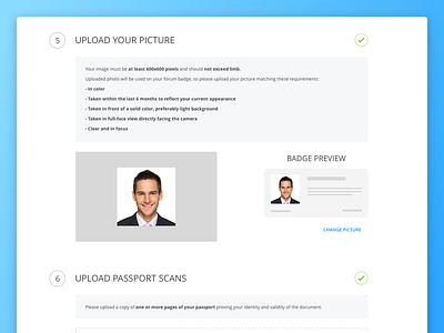 Web application form application avatar badge form picture preview registration upload web
