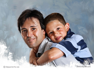 Father & Son Digital Portrait Painting digital painting family painting