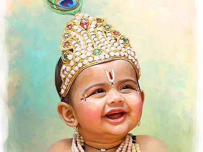 Painting of a child in Krishna's attire