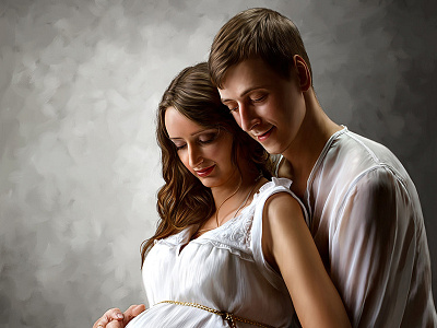 Maternity digital portrait painting