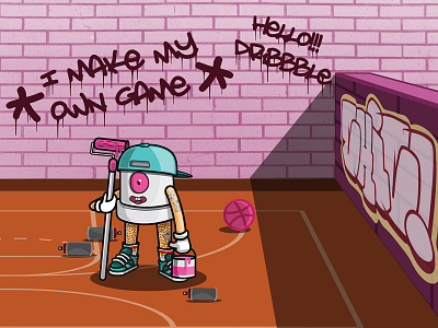 Hello Dribbble character graffiti