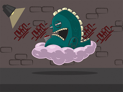 Dino Ssaur character graffiti ilustration