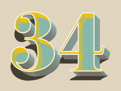 XXXIV design four graphic lettering mark number 3 numbers photoshop thirty four three type typography