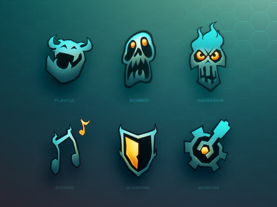 Field Study Icons angry icon fear icon game ui gear hex mmo overheads photoshop shield space wildstar wrench