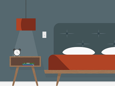 Bedroom Illustration bed bedroom clock flat illustration lamp room