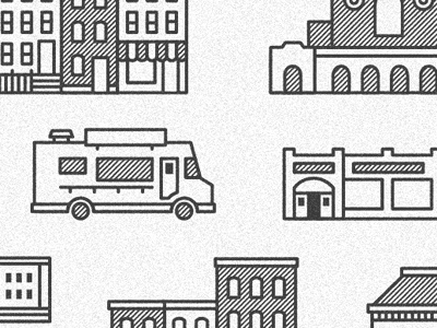 Little Buildings and Whatnot buildings food truck hatched lines