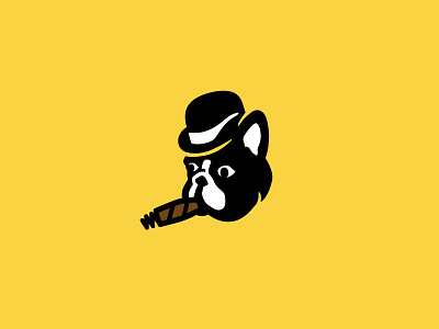 French Bulldog bowler hat cigar french bulldog illustration logo