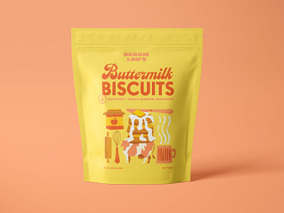 Buttermilk Biscuit Packaging ` asheville biscuits branding food and beverage food packaging illustration north carolina packaging packaging design restaurant small business stand up pouch texture vector