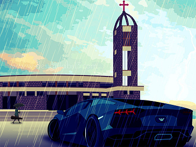 Illustration-Lambo-Church-Rain