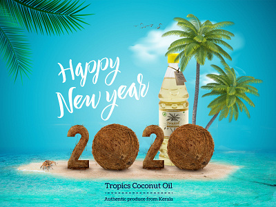 New Year 2020 2020 coconut tree digitalart new year 2020 packaging design photoshop