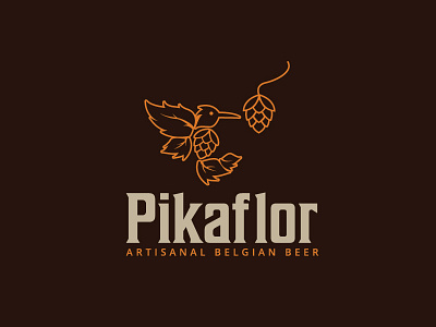 Pikaflor Artisanal Belgian Beer beer bird hummingbird line logo