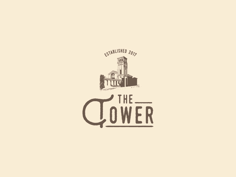 The Tower retro vintage architecture tower logo design restaurant illustration