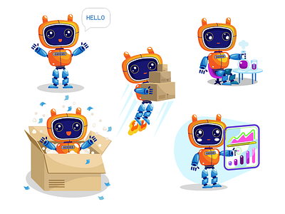 Character design of fun chibi robot