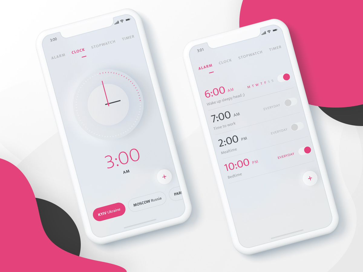 Clock App Design by Valerie Ivanova on Dribbble