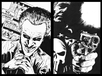The Joker & The Punisher art artwork comics dc comics design graphic design illustration ink joker marvel pencil punisher