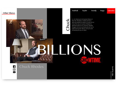 Billions - Show page concept axelrod billions graphic design page prototype rhodes show showtime tv ui ux web design