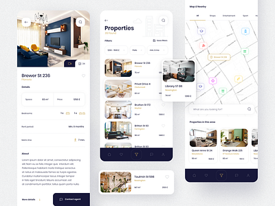 Real estate app app concept design flat interface ios mobile ui