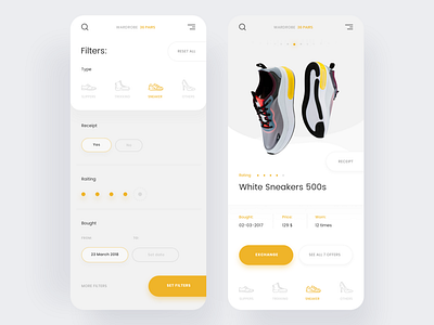 Shoes collection mobile app app concept design interface ios mobile ui