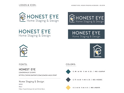 Brand Identity - Honest Eye art brand identity branding color palette construction custom custom font dandyline creates design home staging icon illustration interior design logo typography